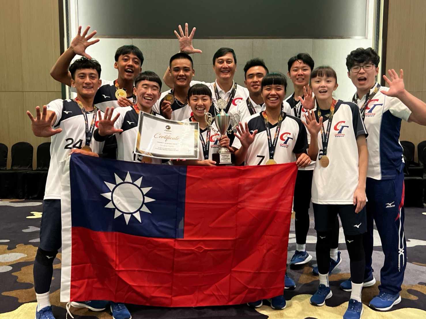 (圖)亞洲盃五人制棒球錦標賽代表隊奪得首屆冠軍，取得首屆世界盃資格