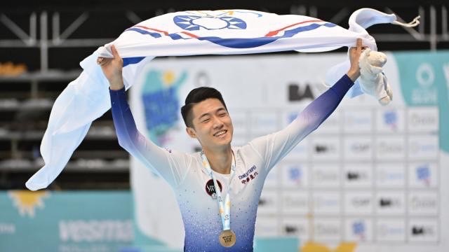 (圖)World Skate Games 2022 artistic skating inline senior men solo winner Chen Yi-fan. (Photo provided by the Chinese Taipei Roller Sports Federation)