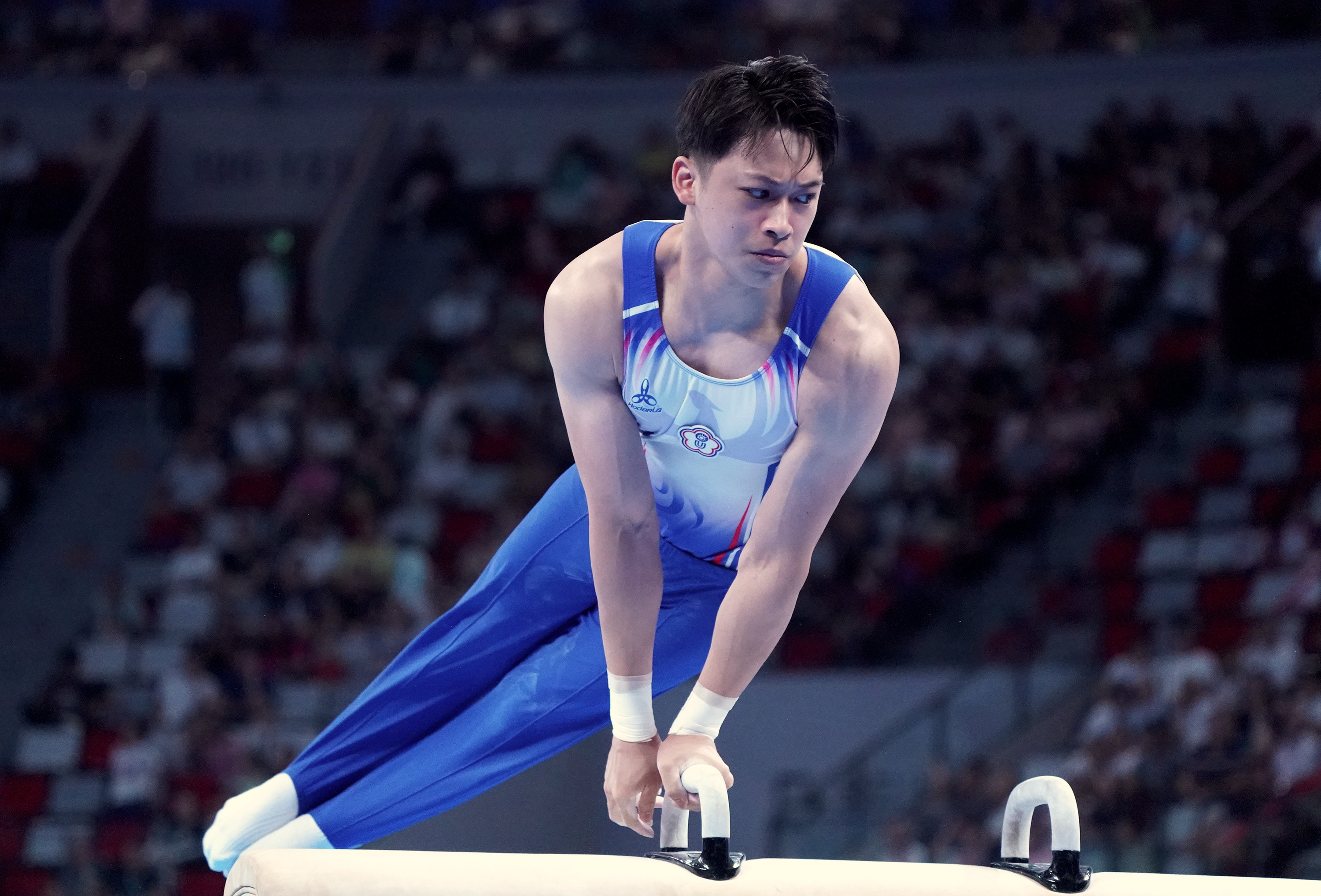 (圖)Chinese Taipei’s gymnast Shiao Yu-jan won bronze in the men’s pommel horse at the Chengdu Universiade, with 14.933 points taking his first medal for individual pommel horse.