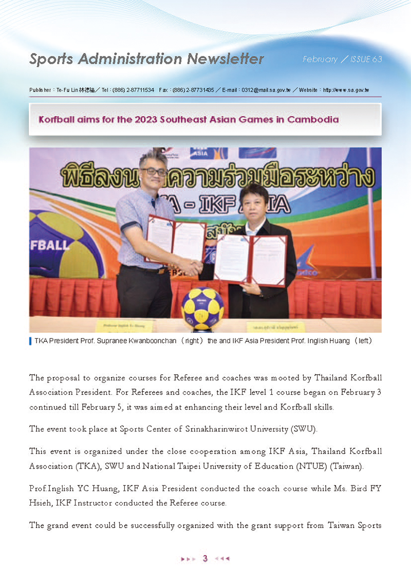 Sports Administration Newsletter 63 February 2018 p3